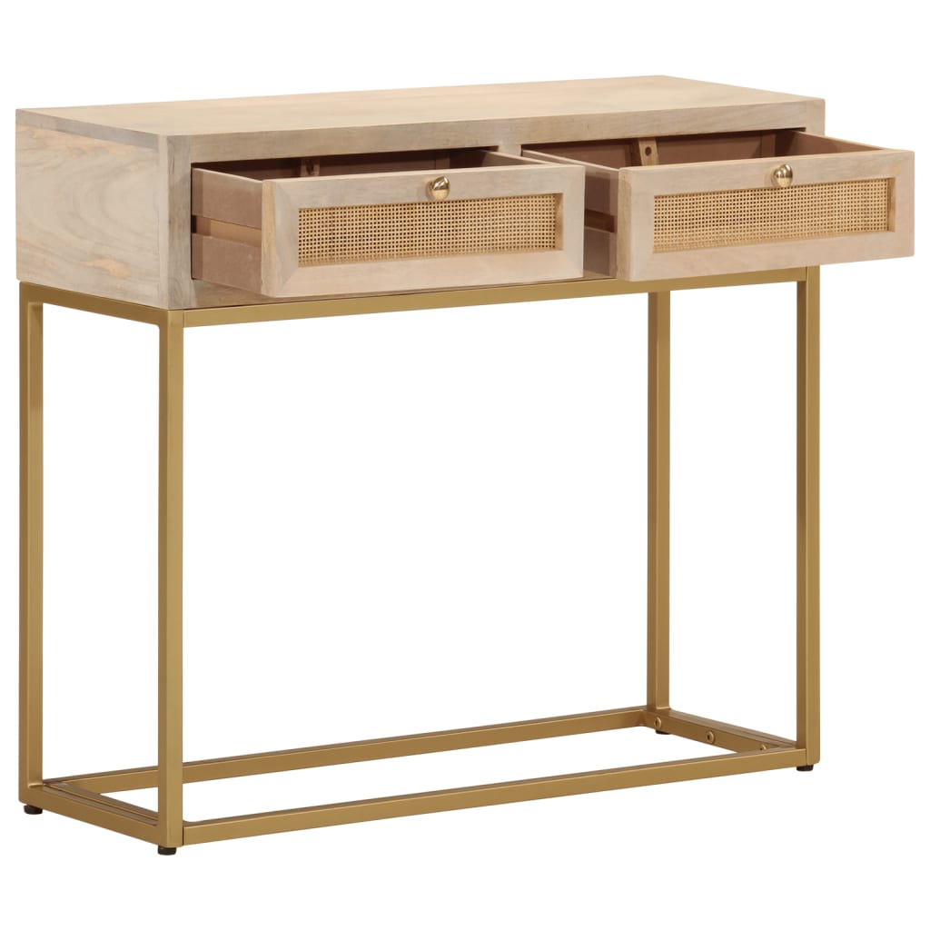 Mesa consola 90x30x76 cm madeira de mangueira maciça e ferro