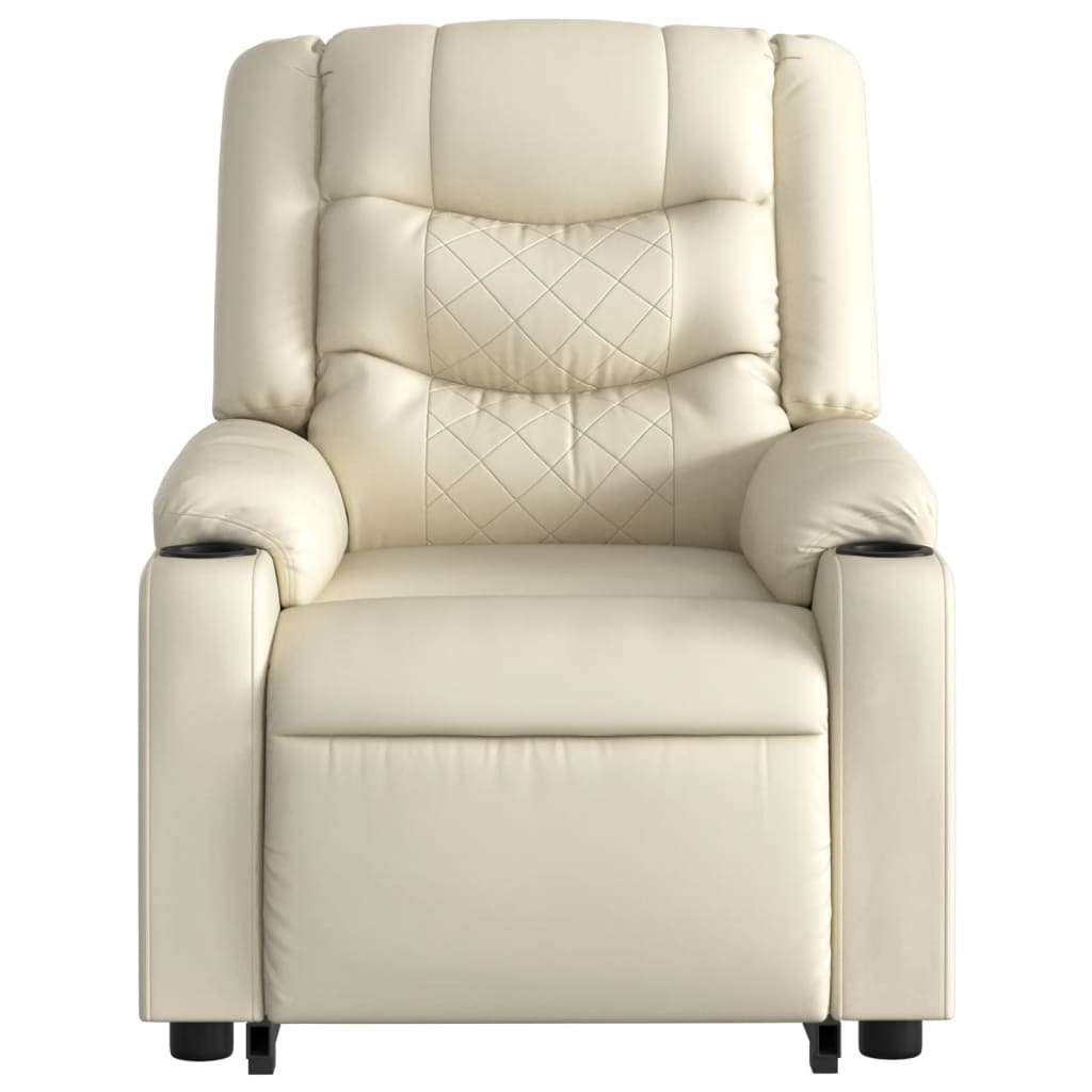 Poltrona reclinável de massagens couro artificial cor creme