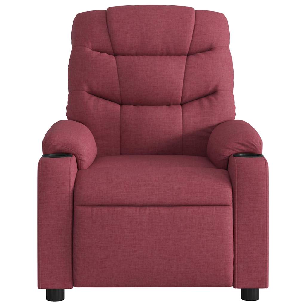 Poltrona reclinável de massagens elétrica tecido vermelho tinto