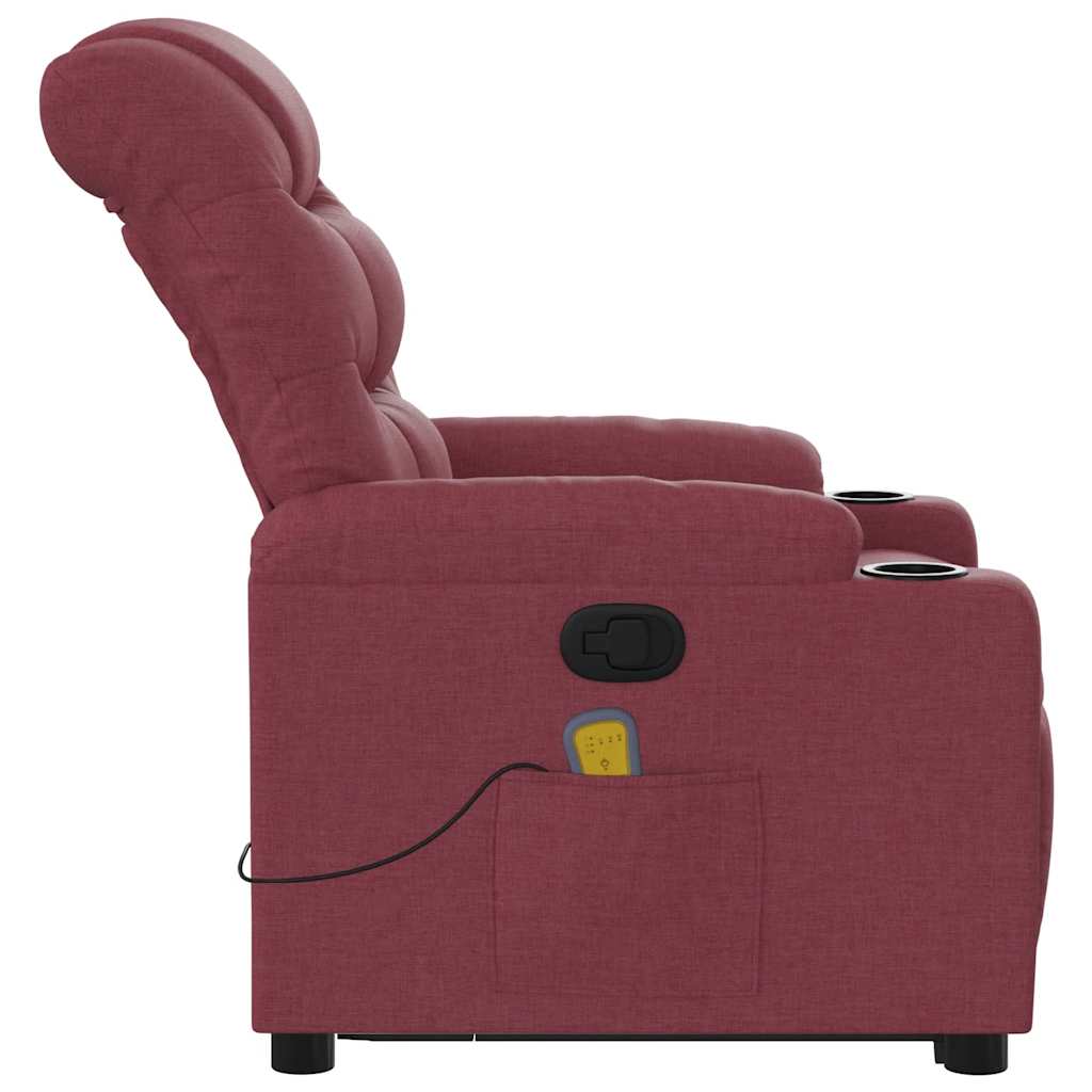 Poltrona elevatória de massagens elétrica tecido vermelho tinto