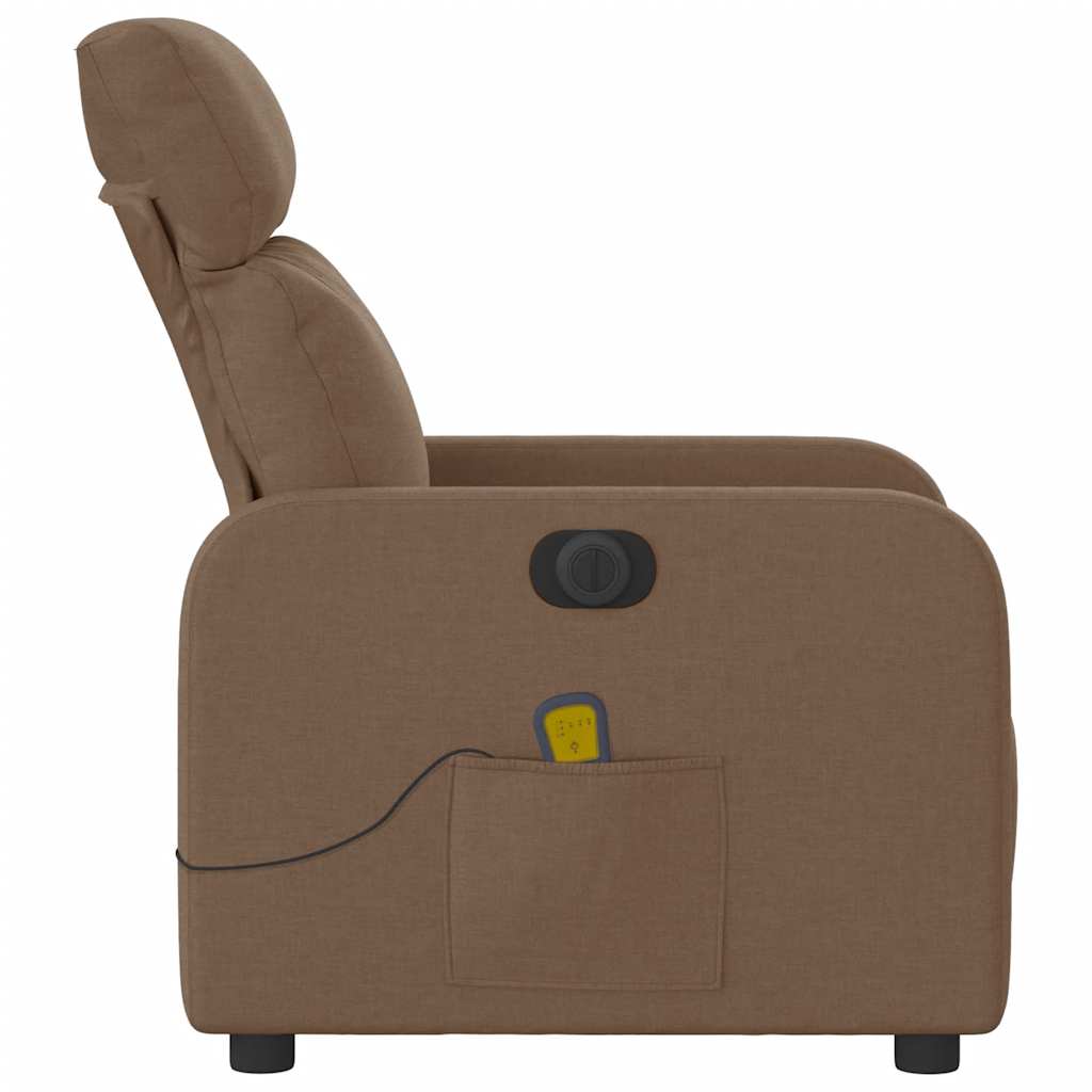 Poltrona de massagens reclinável elétrica tecido castanho