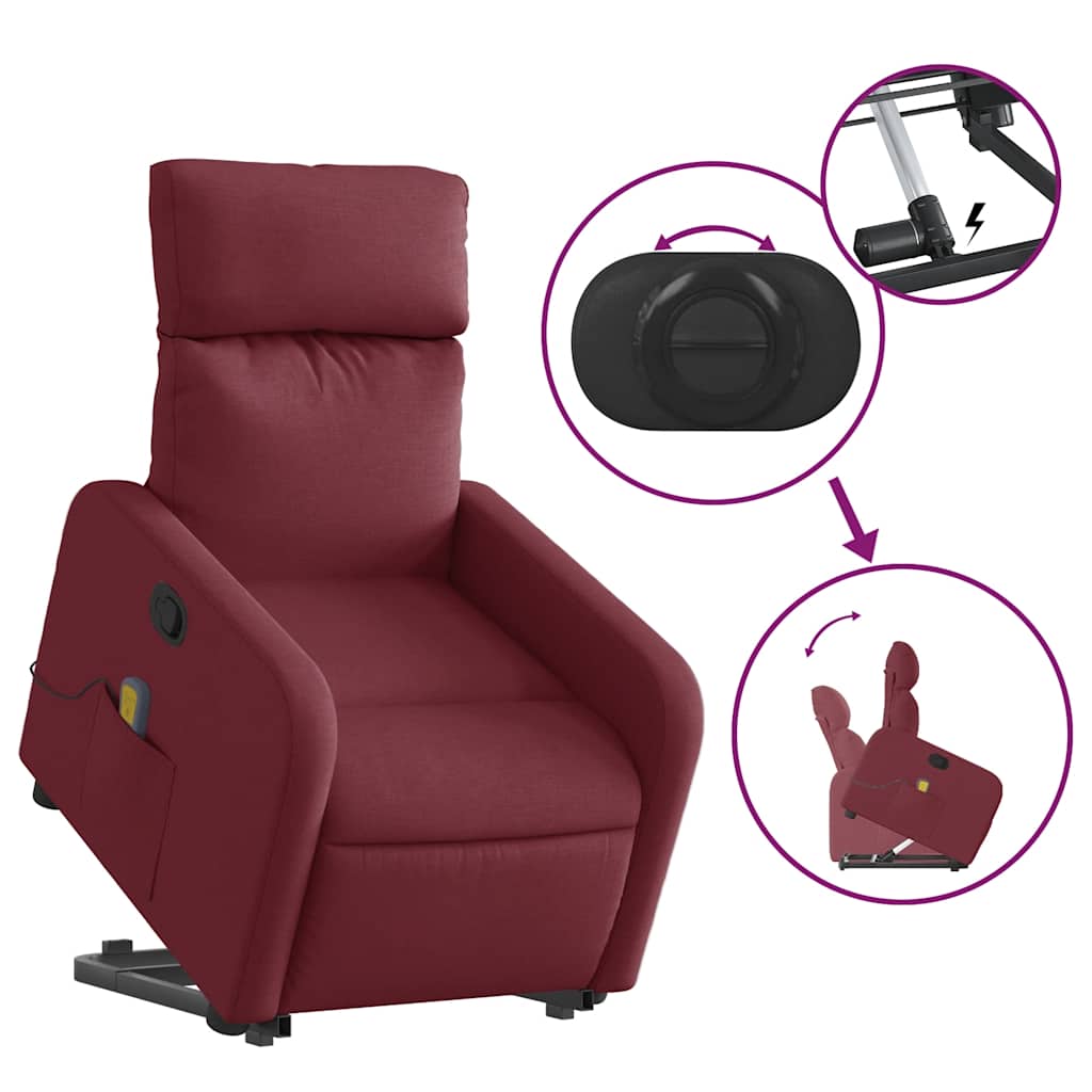 Poltrona de massagens reclin. elevatória tecido vermelho tinto