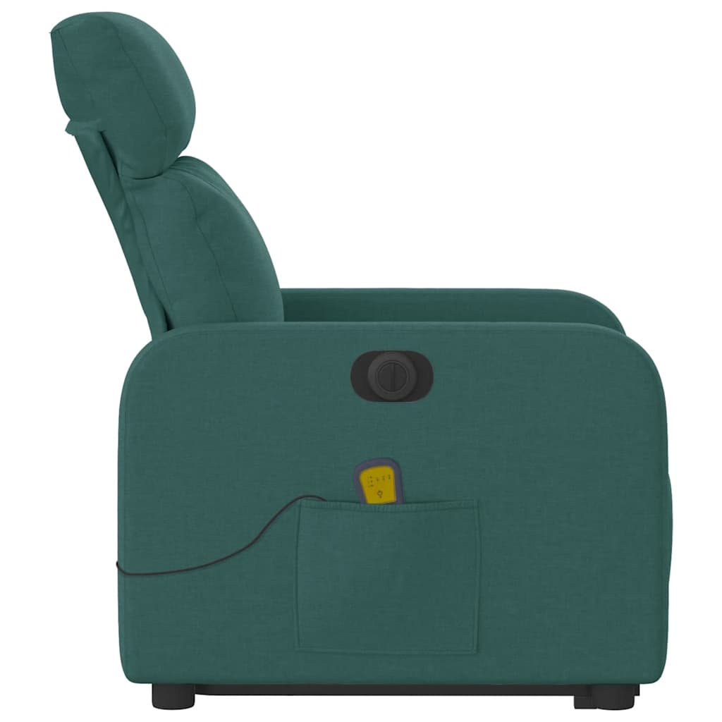 Poltrona elétrica elevatória massagens tecido verde-escuro