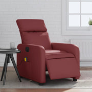 Poltrona massagens reclin. elétrica couro artif. vermelho-tinto