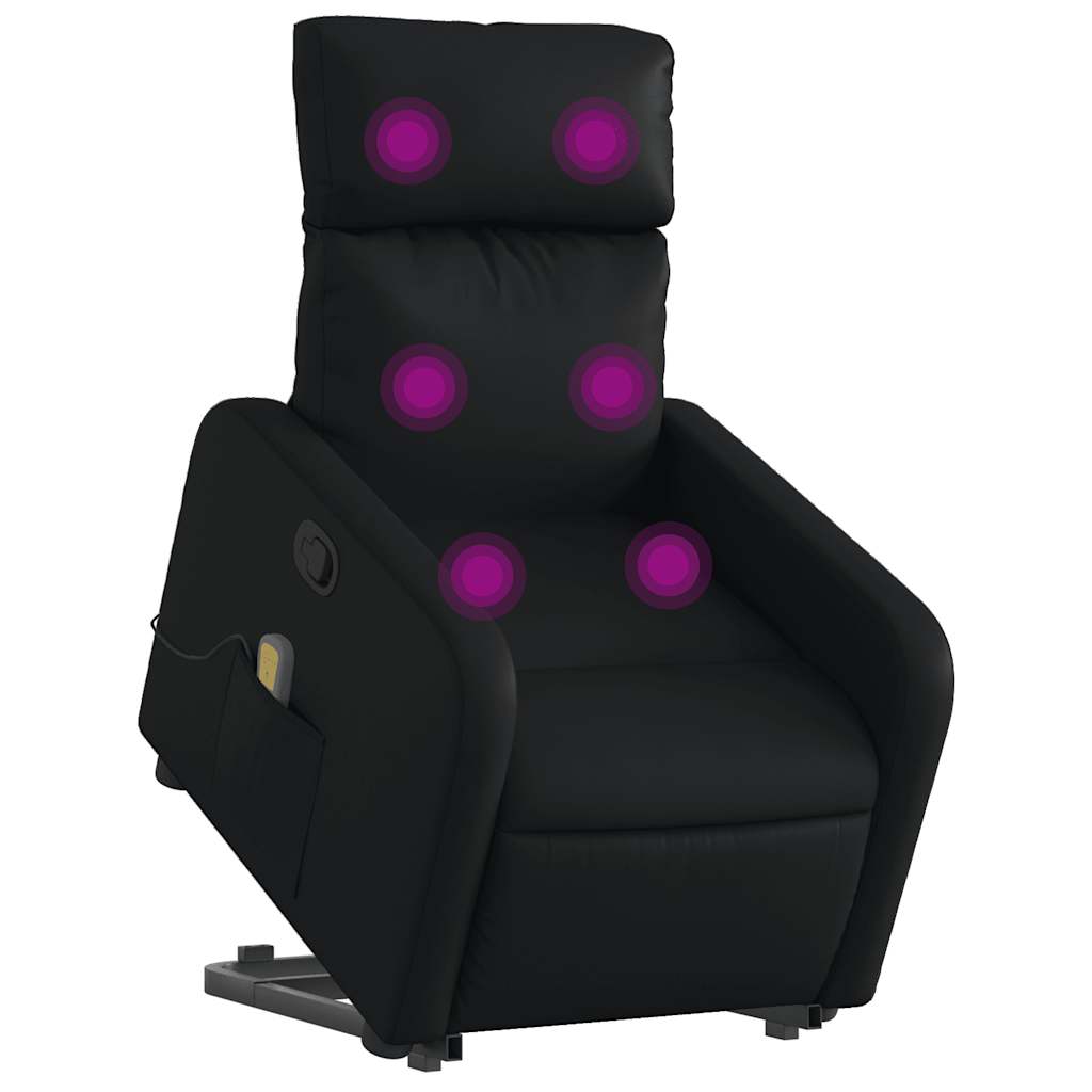 Poltrona massagens reclinável elevatória couro artificial preto