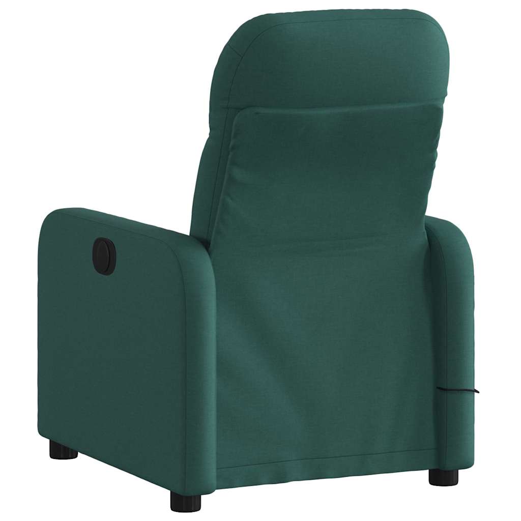 Poltrona reclinável de massagens elétrica tecido verde-escuro