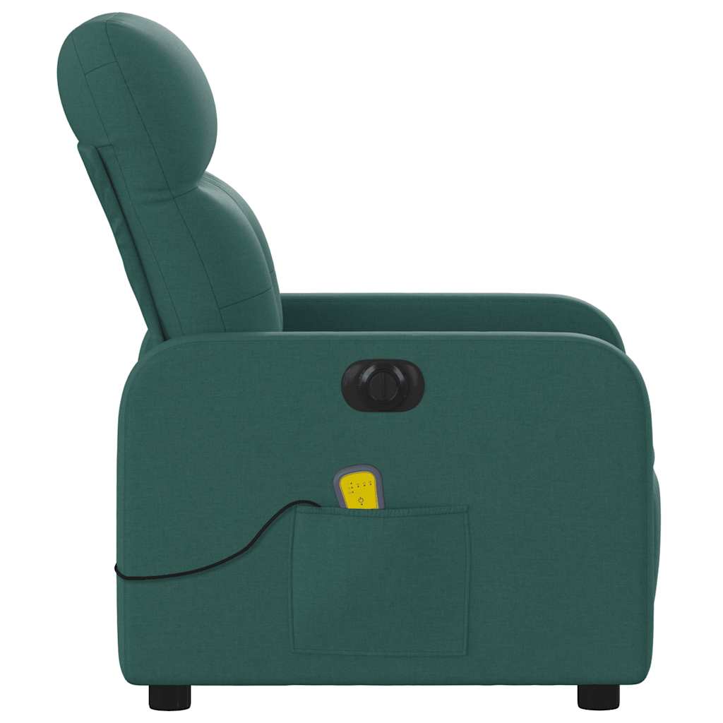 Poltrona reclinável de massagens elétrica tecido verde-escuro