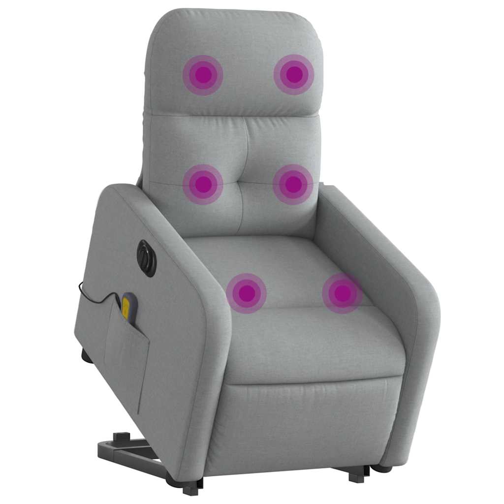 Poltrona elétrica reclinável massagens tecido cinzento-claro