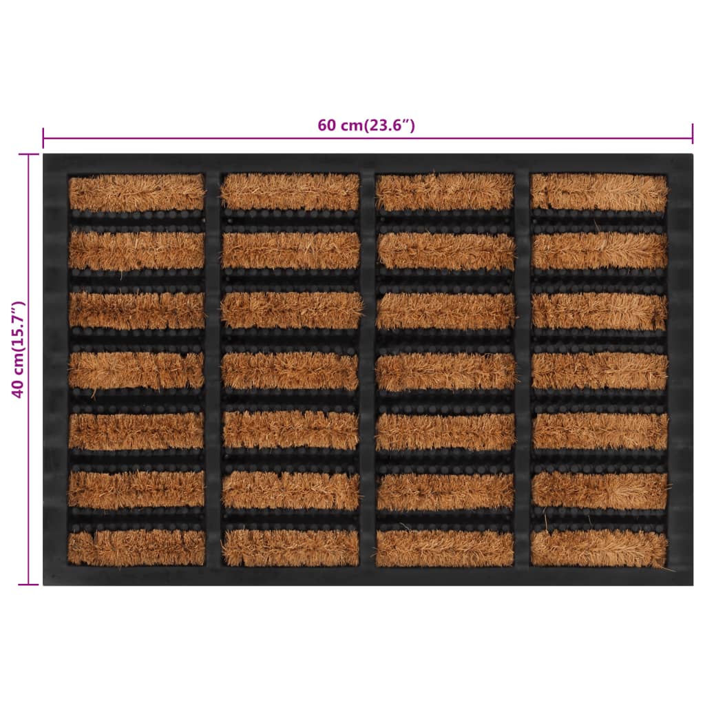 Tapete de porta semicircular 45x75 cm borracha e fibra de coco
