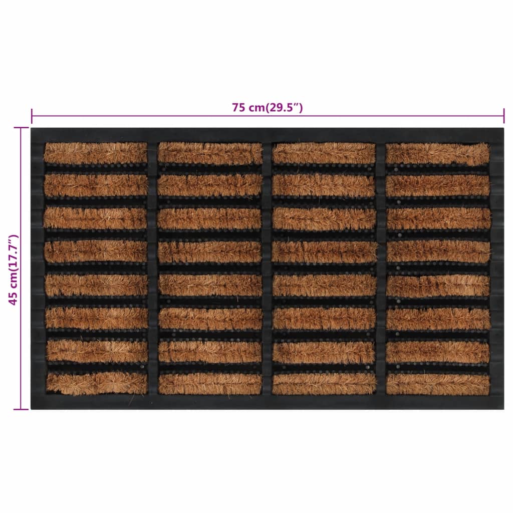 Tapete de porta semicircular 45x75 cm borracha e fibra de coco