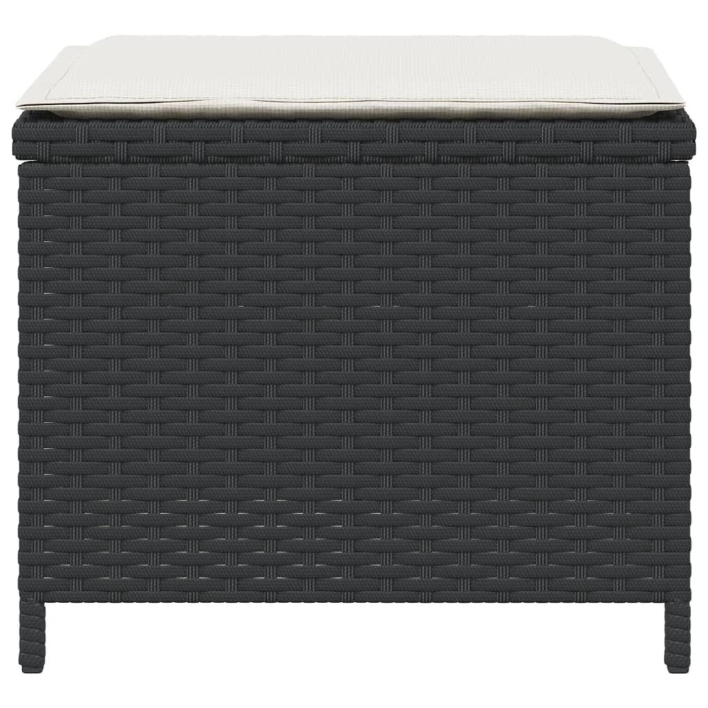 Bancos de jardim com almofadões 4 pcs 41x41x36 cm vime PE preto