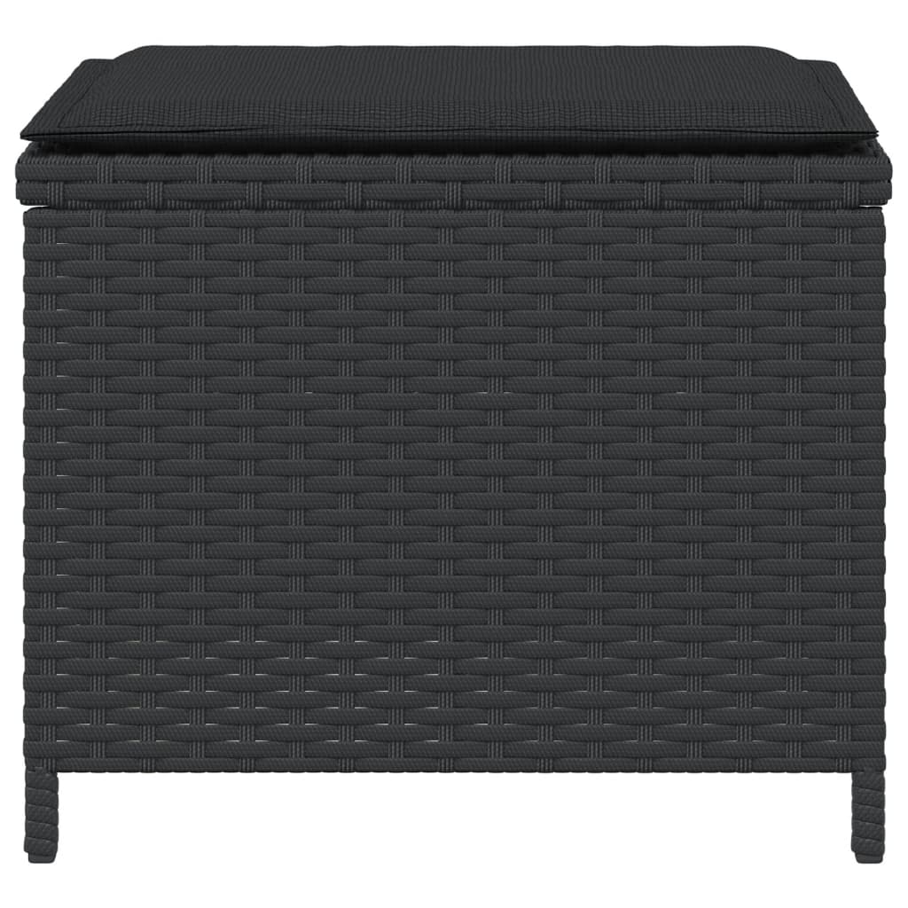 Bancos de jardim com almofadões 4 pcs 41x41x36 cm vime PE preto