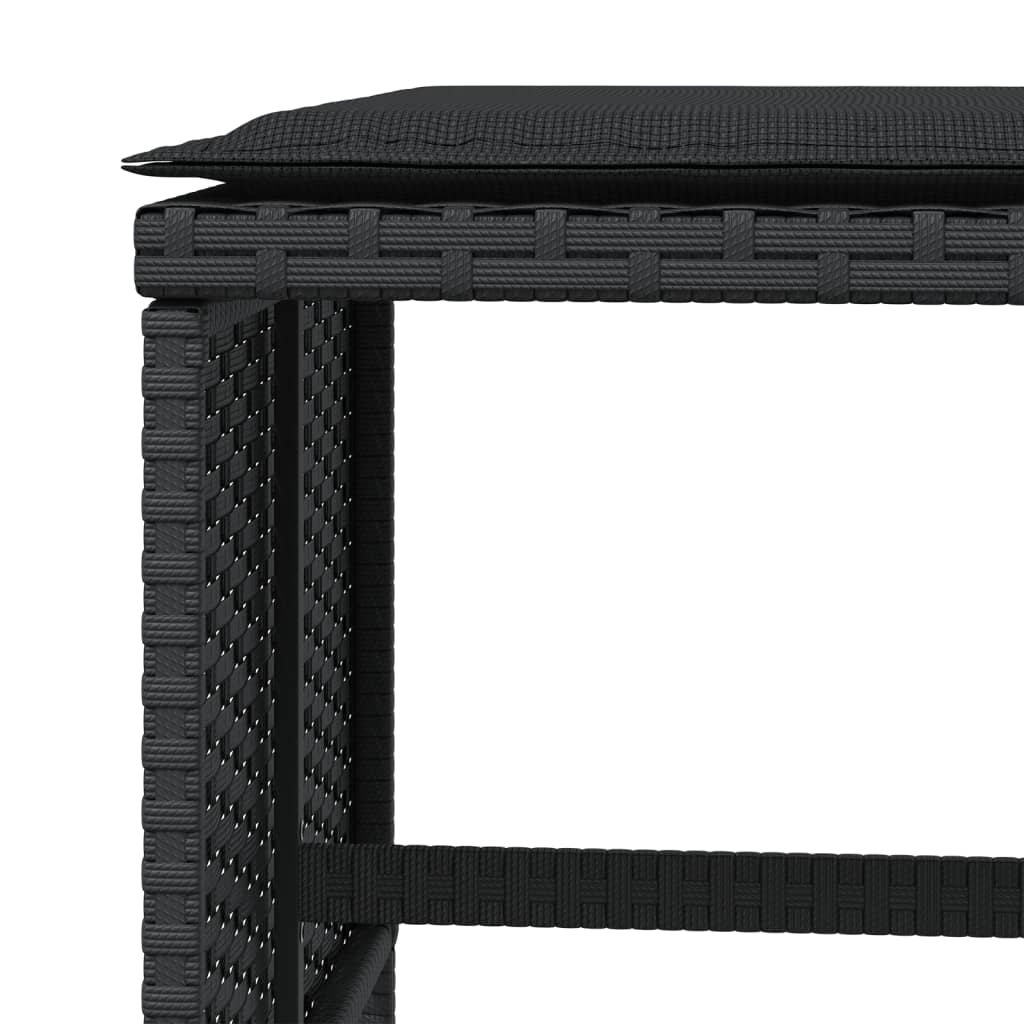 Bancos de jardim com almofadões 4 pcs 41x41x36 cm vime PE preto