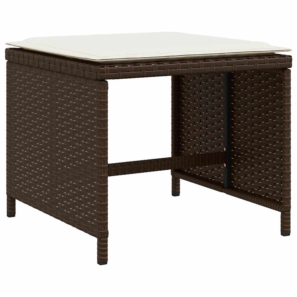 Bancos jardim com almofadões 4 pcs 41x41x36 cm vime PE castanho