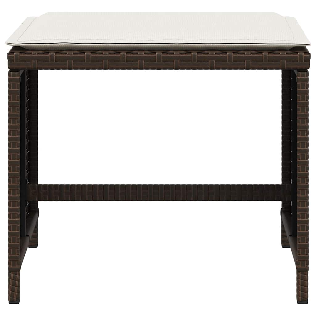 Bancos jardim com almofadões 4 pcs 41x41x36 cm vime PE castanho