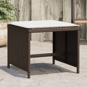 Bancos jardim com almofadões 4 pcs 41x41x36 cm vime PE castanho