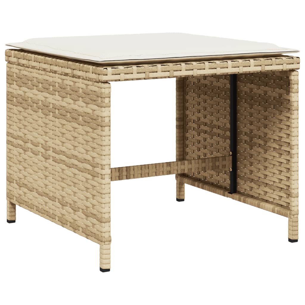 Bancos de jardim com almofadões 4 pcs 41x41x36 cm vime PE bege
