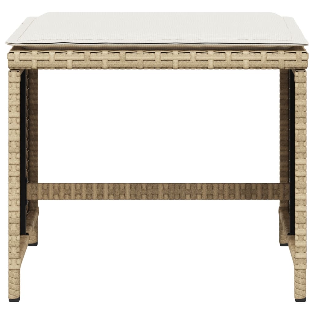 Bancos de jardim com almofadões 4 pcs 41x41x36 cm vime PE bege