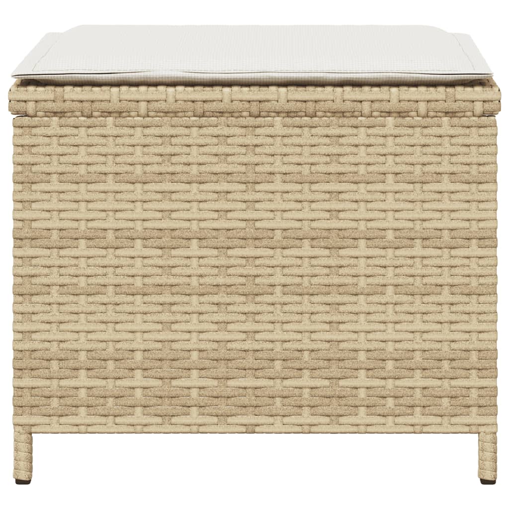 Bancos de jardim com almofadões 4 pcs 41x41x36 cm vime PE bege