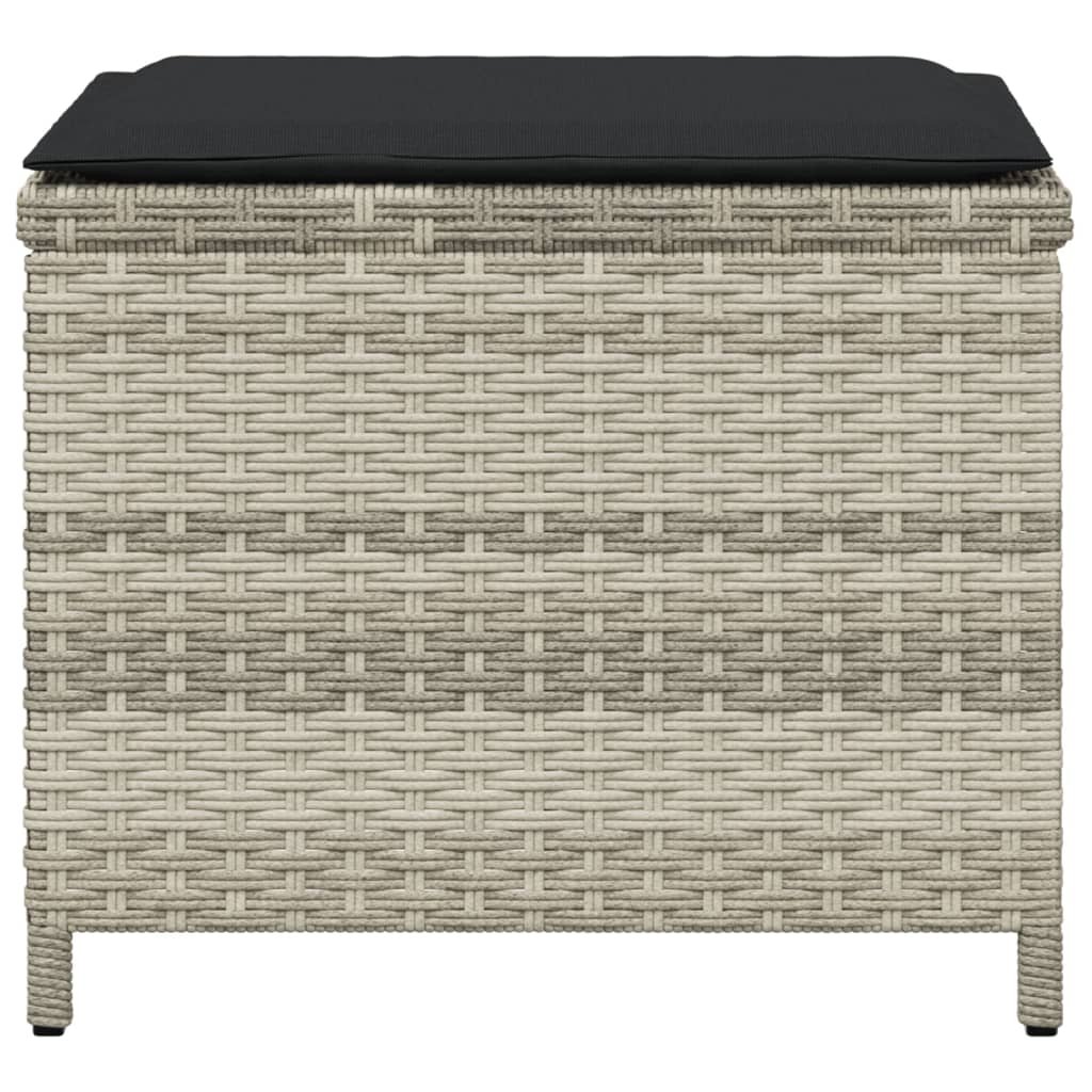 Bancos jardim c/ almofadões 4pcs 41x41x36cm vime PE cinza-claro