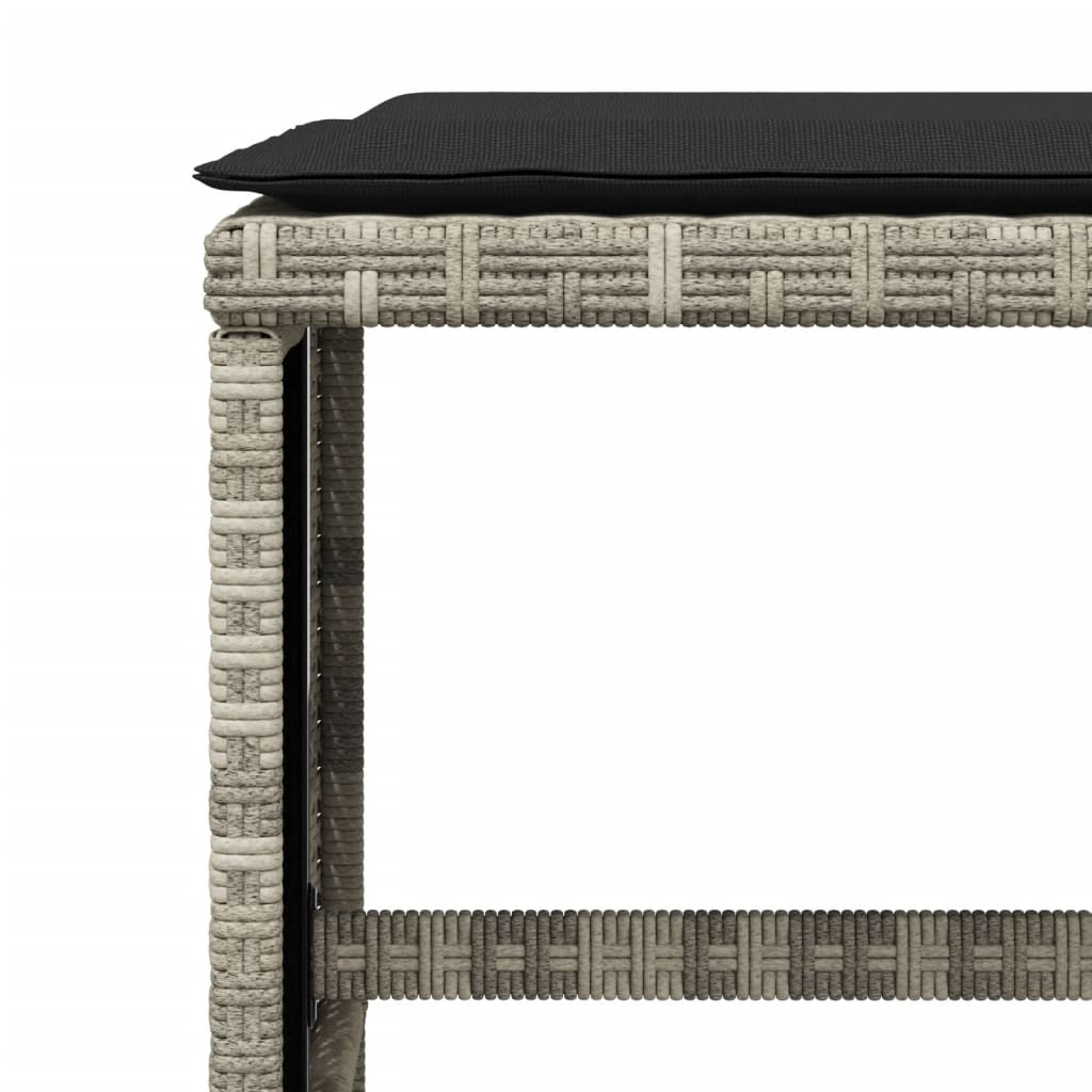 Bancos jardim c/ almofadões 4pcs 41x41x36cm vime PE cinza-claro