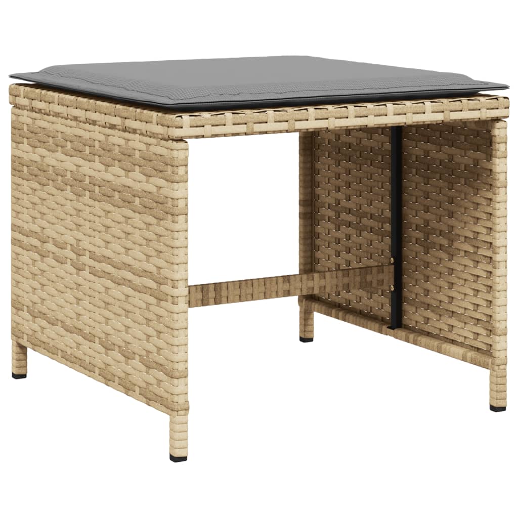 Bancos jardim almofadões 4 pcs 41x41x36 cm vime PE mistura bege