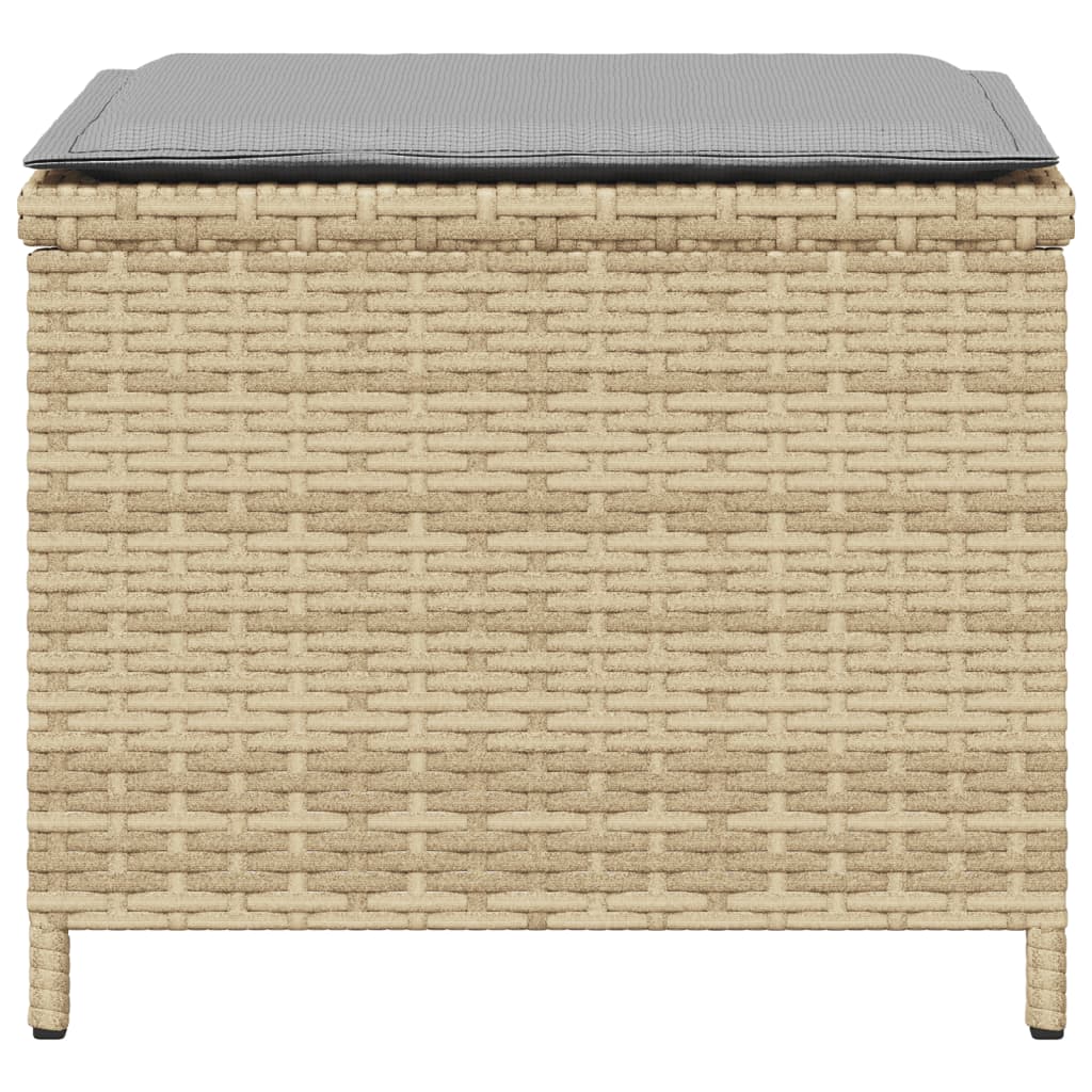 Bancos jardim almofadões 4 pcs 41x41x36 cm vime PE mistura bege