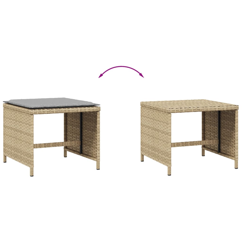 Bancos jardim almofadões 4 pcs 41x41x36 cm vime PE mistura bege