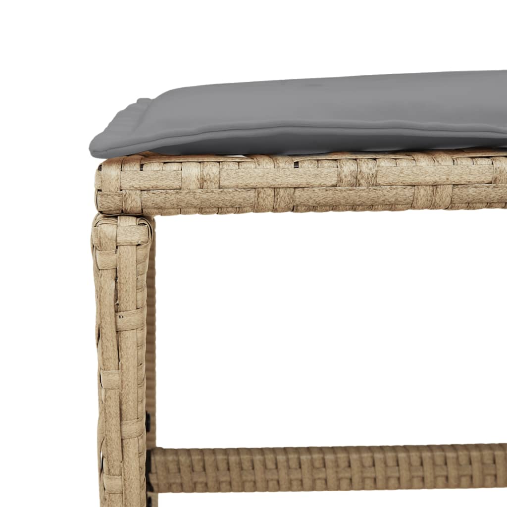 Bancos jardim almofadões 4 pcs 41x41x36 cm vime PE mistura bege