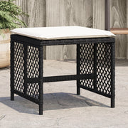 Bancos de jardim com almofadões 4 pcs 41x41x36 cm vime PE preto