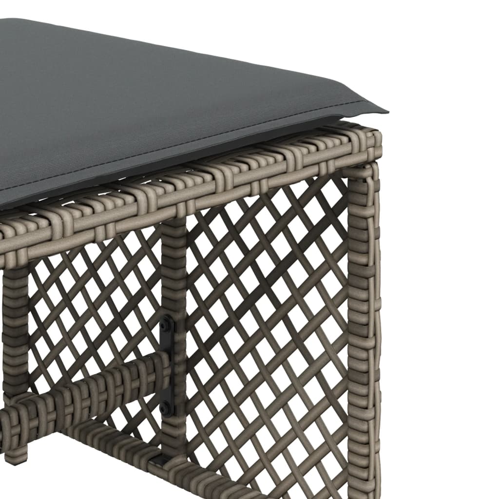Bancos jardim com almofadões 4 pcs 41x41x36 cm vime PE cinzento