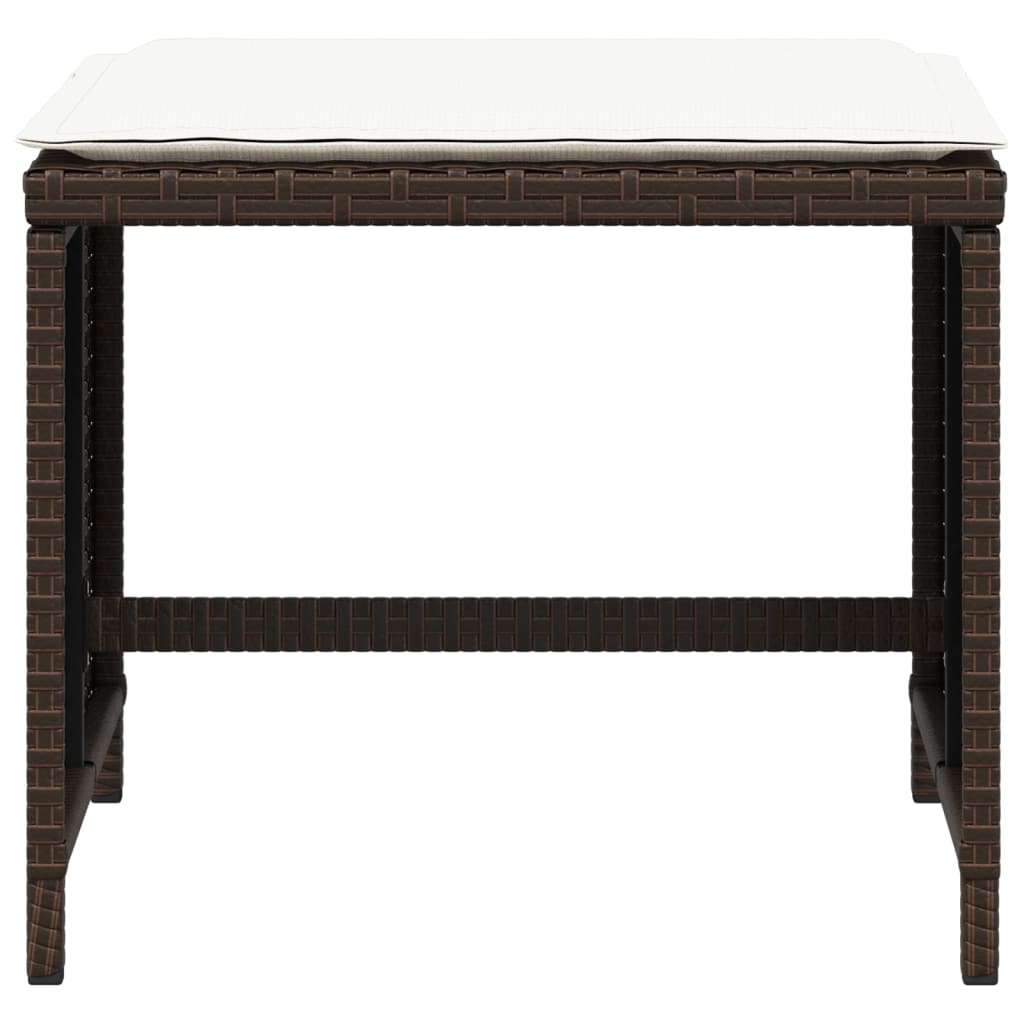 Bancos jardim com almofadões 4 pcs 41x41x36 cm vime PE castanho