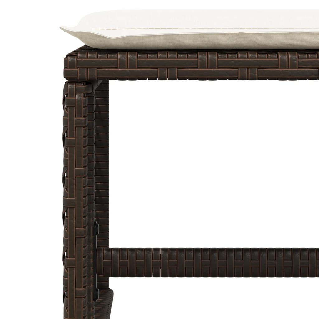 Bancos jardim com almofadões 4 pcs 41x41x36 cm vime PE castanho