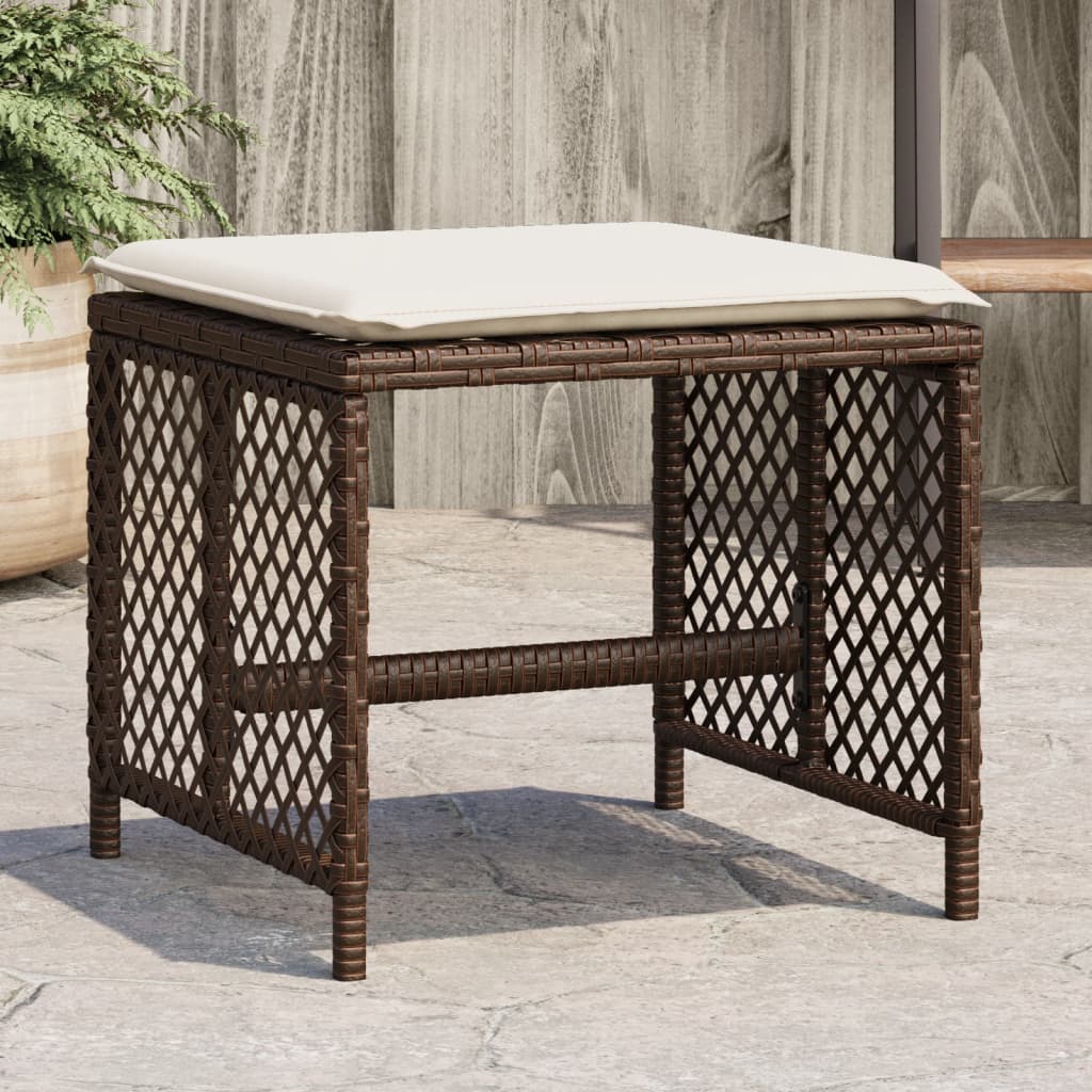 Bancos jardim com almofadões 4 pcs 41x41x36 cm vime PE castanho