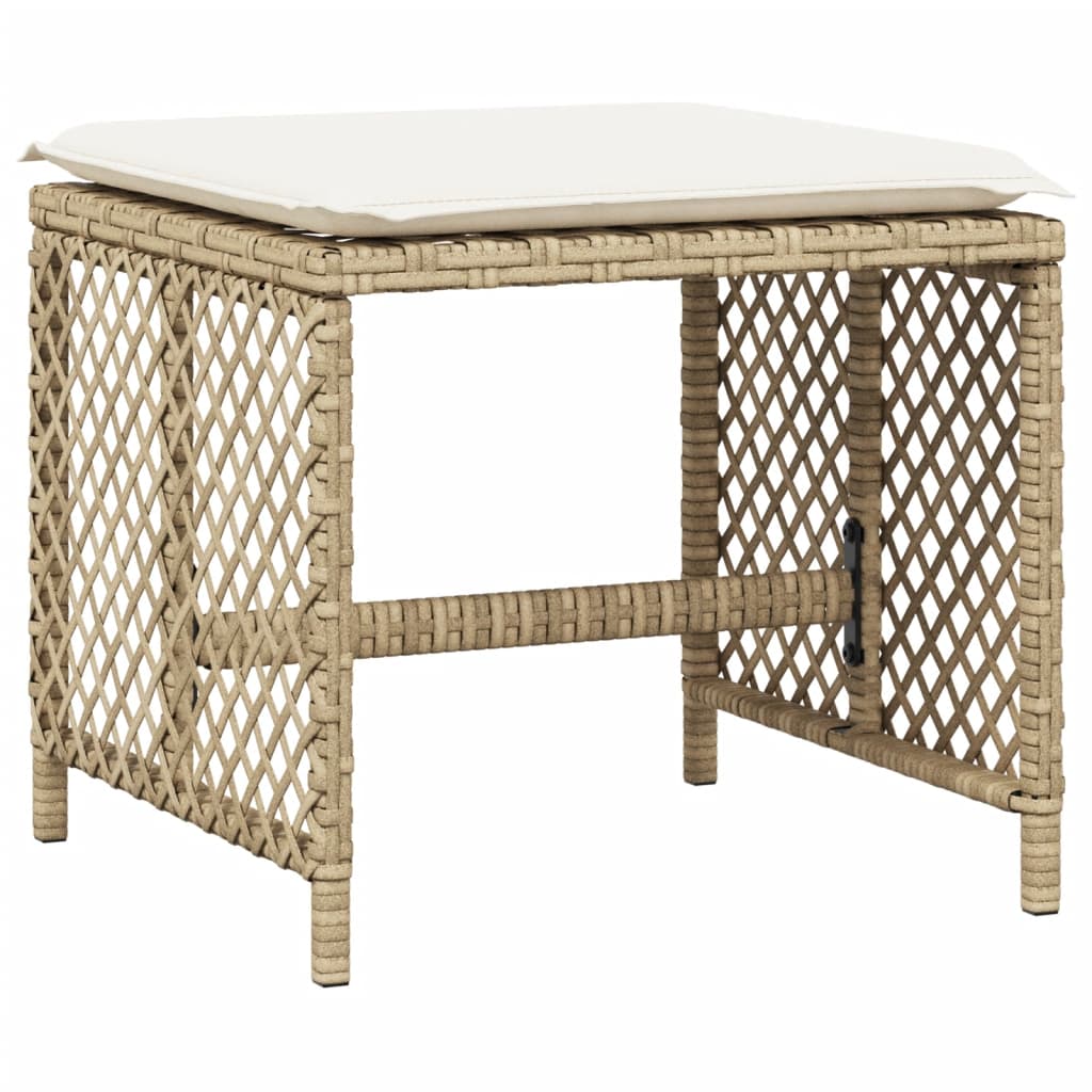 Bancos de jardim com almofadões 4 pcs 41x41x36 cm vime PE bege