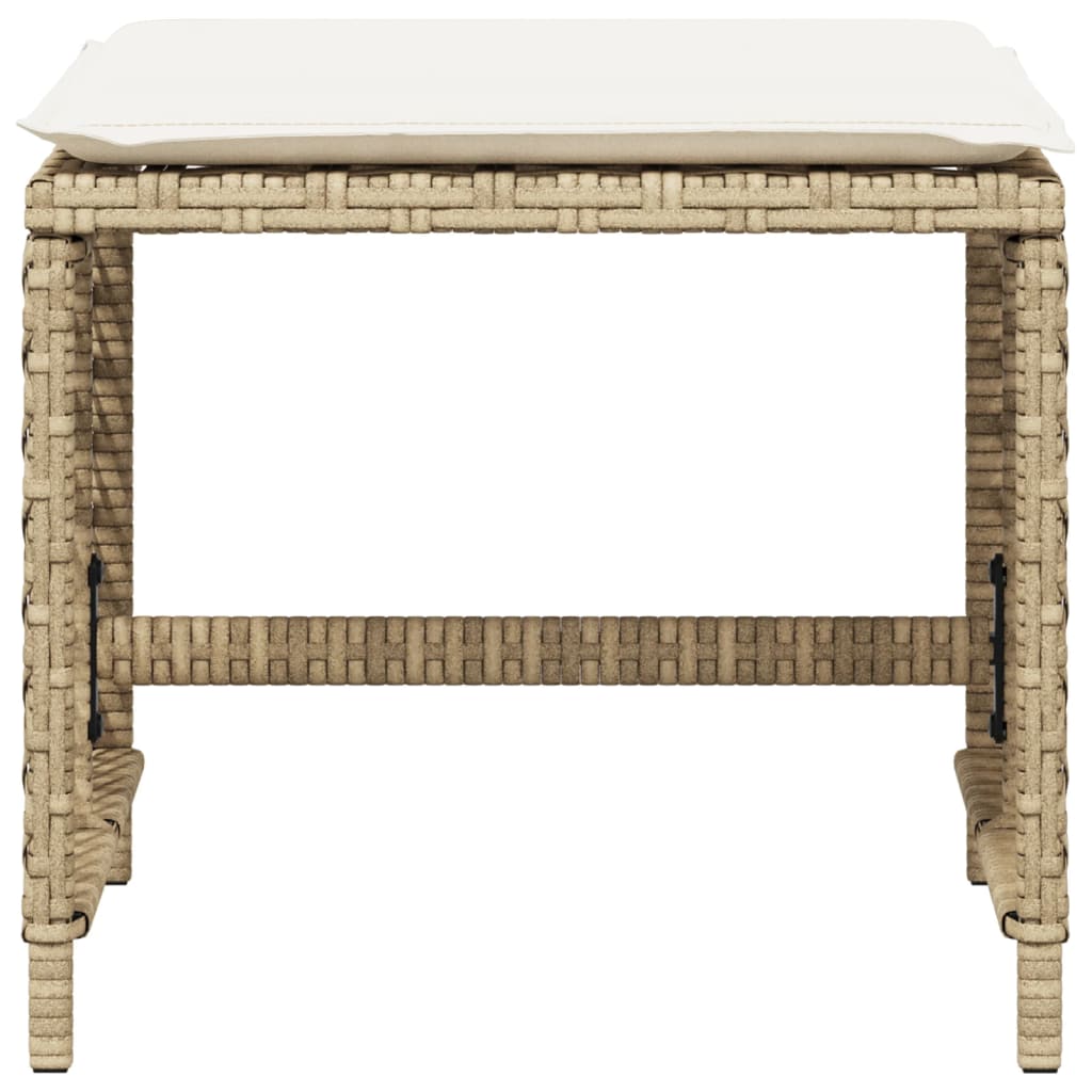 Bancos de jardim com almofadões 4 pcs 41x41x36 cm vime PE bege