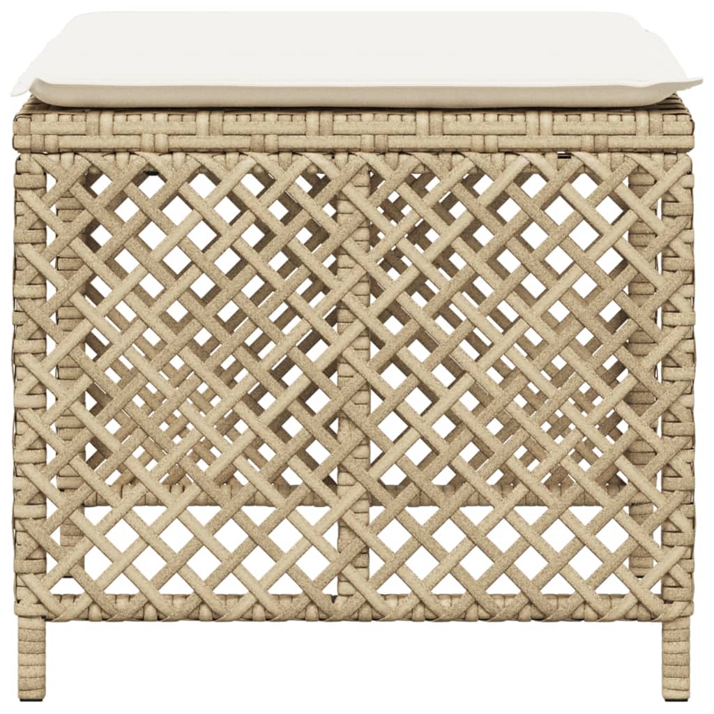 Bancos de jardim com almofadões 4 pcs 41x41x36 cm vime PE bege