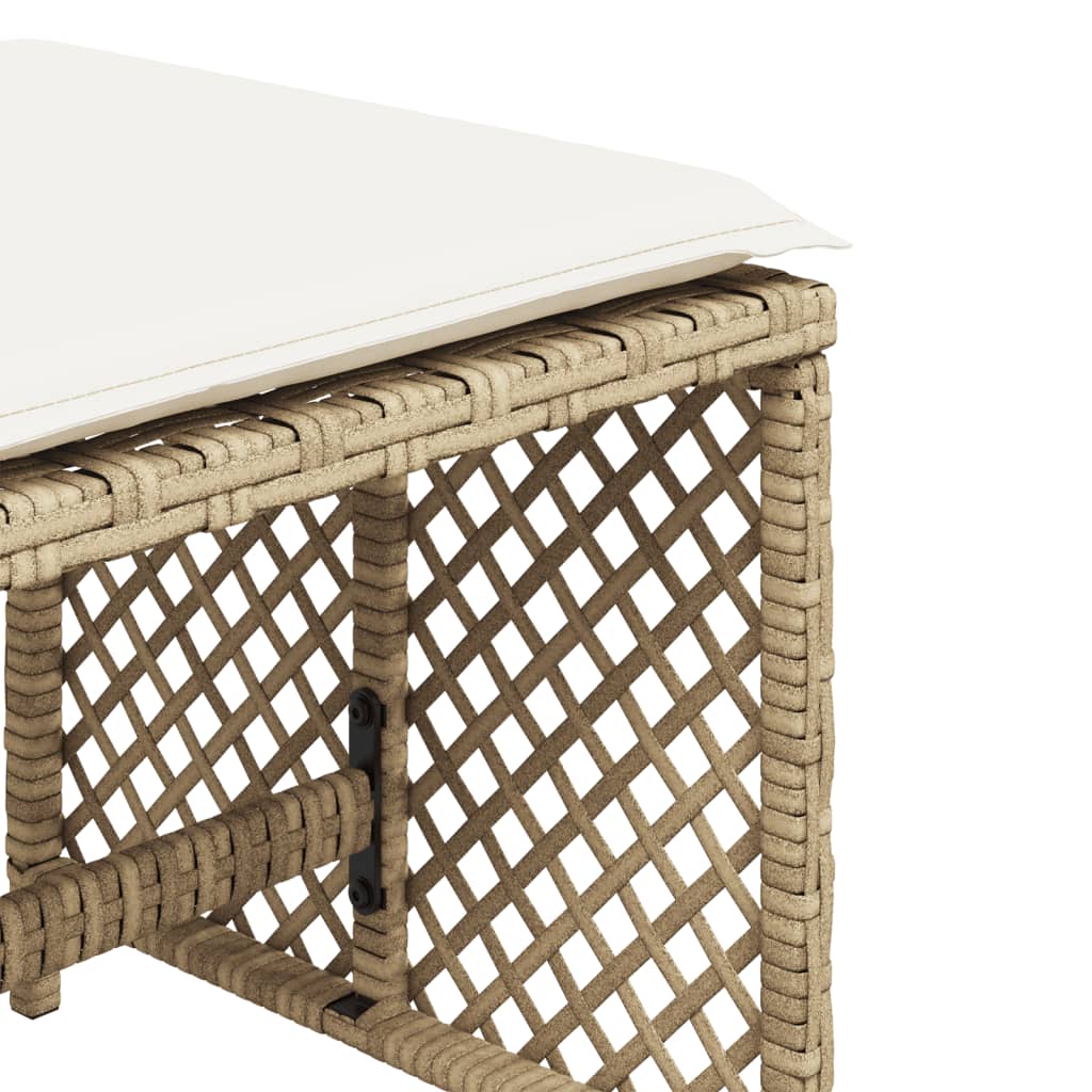 Bancos de jardim com almofadões 4 pcs 41x41x36 cm vime PE bege