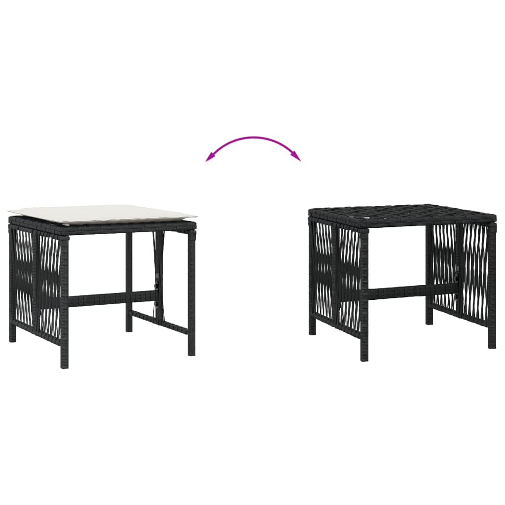 Bancos de jardim com almofadões 4 pcs 41x41x36 cm vime PE preto