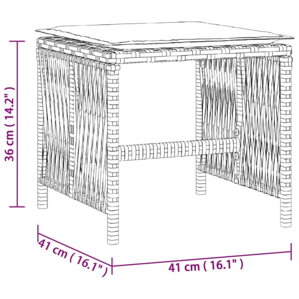 Bancos de jardim com almofadões 4 pcs 41x41x36 cm vime PE preto