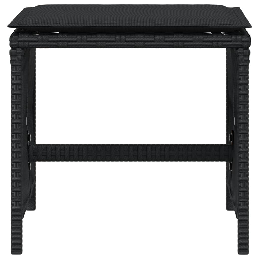 Bancos de jardim com almofadões 4 pcs 41x41x36 cm vime PE preto