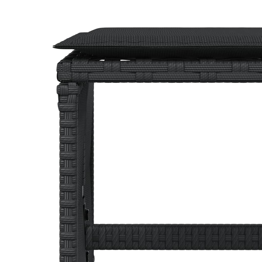 Bancos de jardim com almofadões 4 pcs 41x41x36 cm vime PE preto