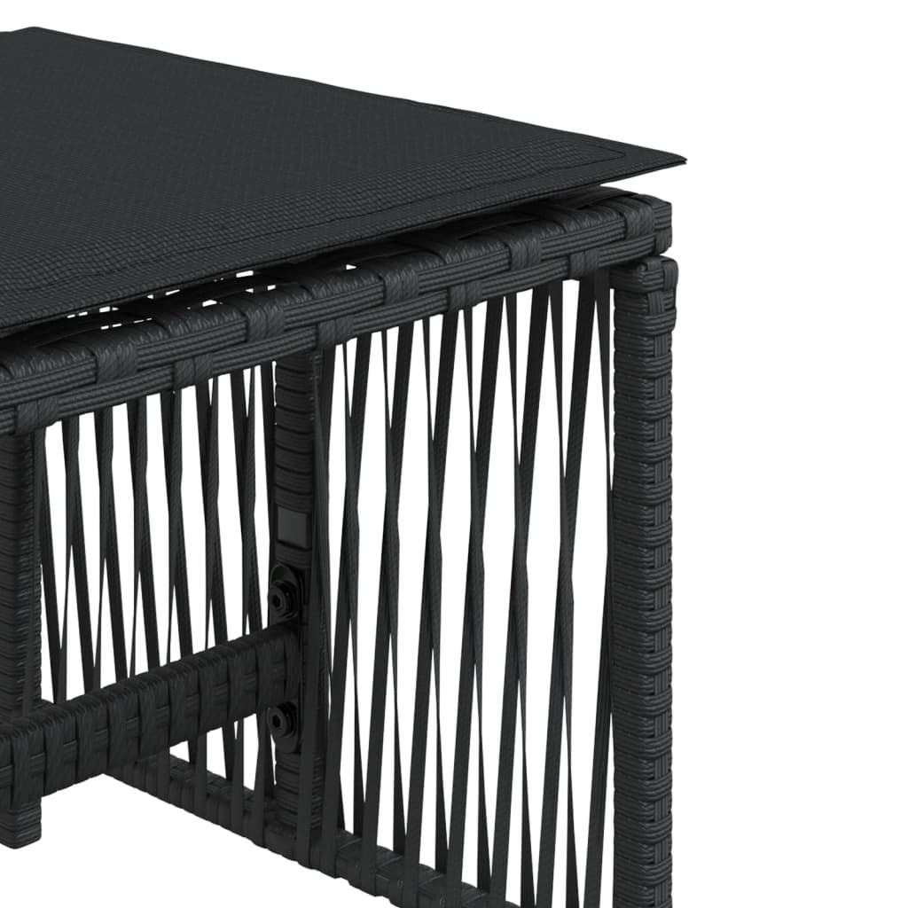 Bancos de jardim com almofadões 4 pcs 41x41x36 cm vime PE preto