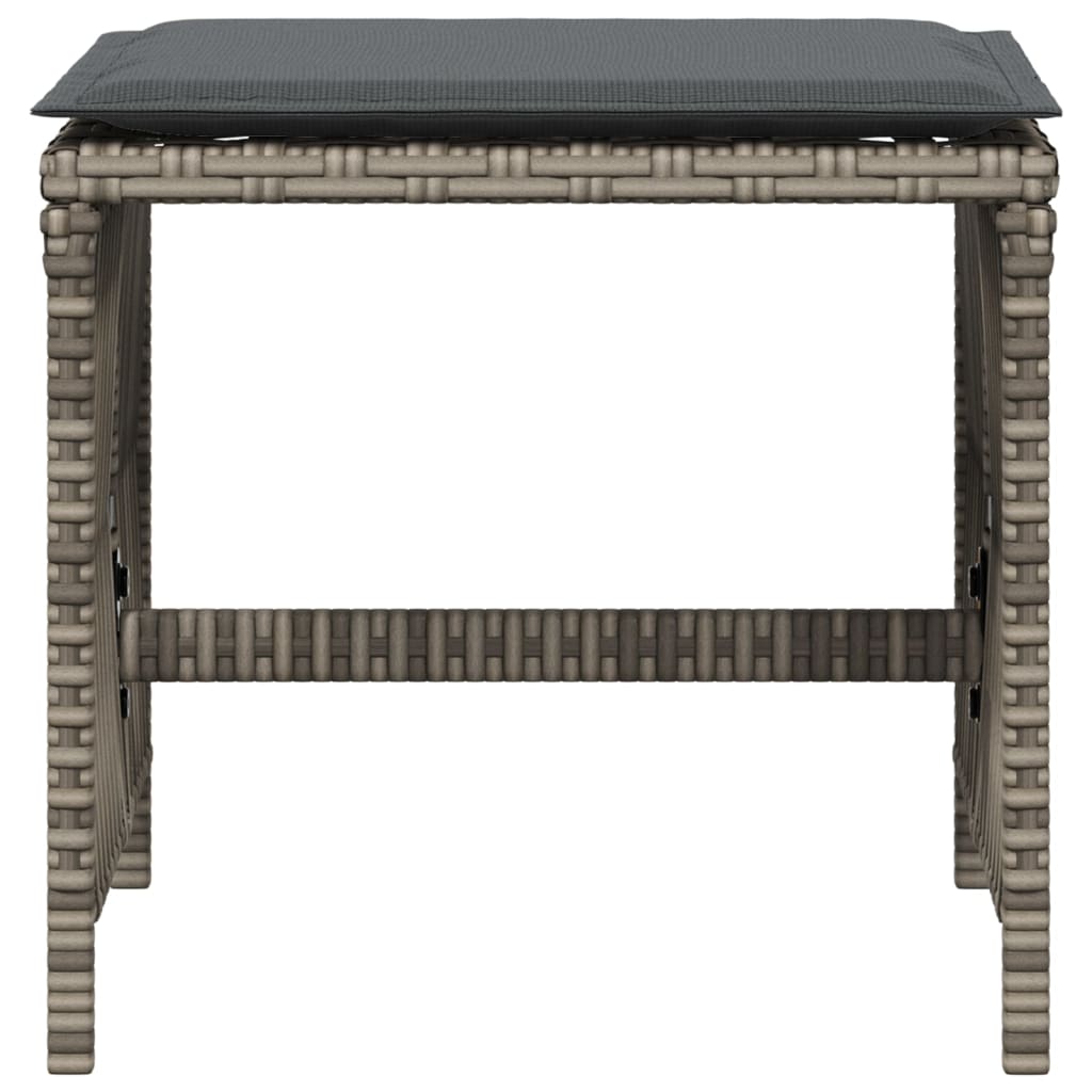 Bancos jardim com almofadões 4 pcs 41x41x36 cm vime PE cinzento