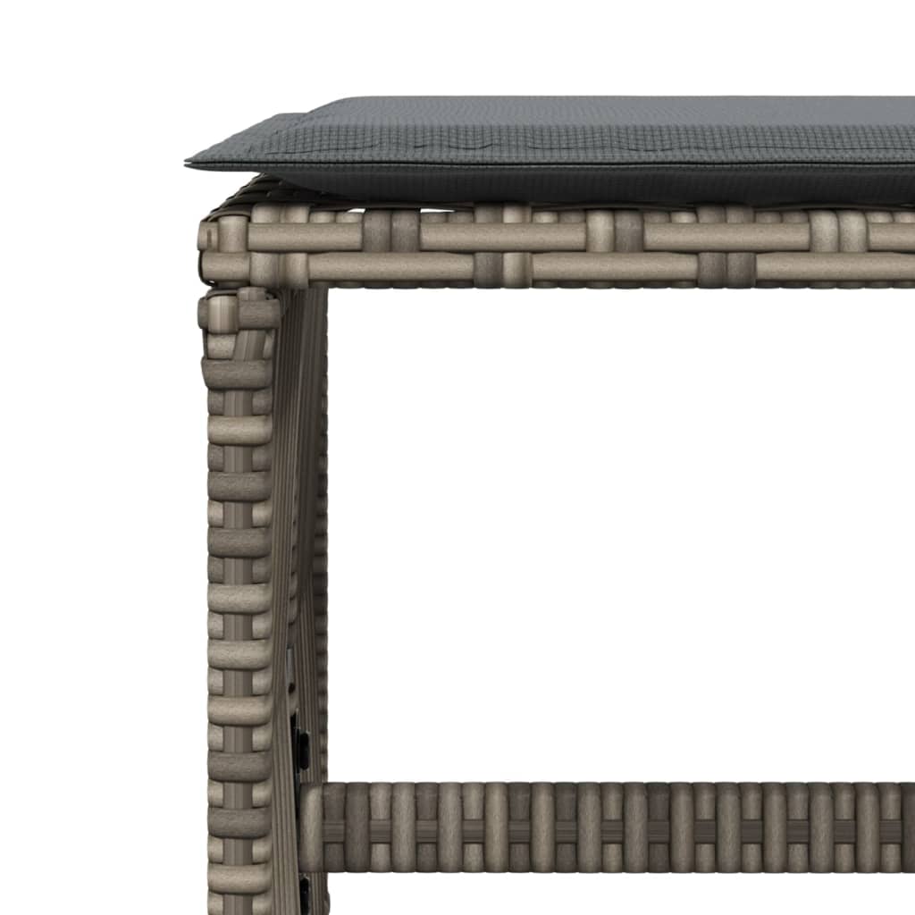 Bancos jardim com almofadões 4 pcs 41x41x36 cm vime PE cinzento