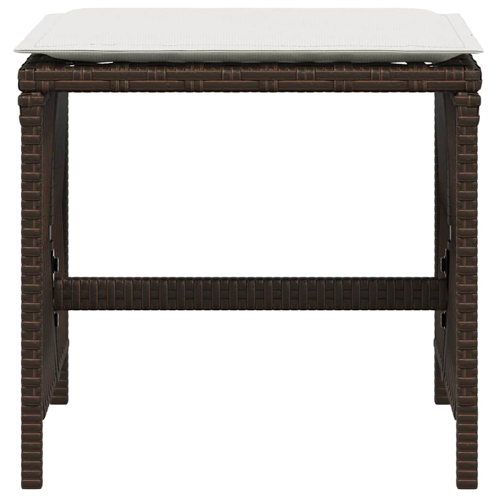 Bancos jardim com almofadões 4 pcs 41x41x36 cm vime PE castanho