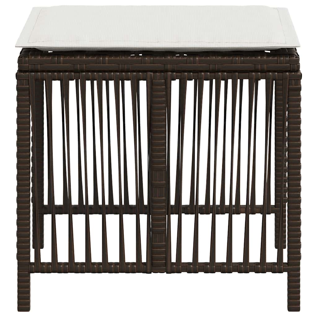 Bancos jardim com almofadões 4 pcs 41x41x36 cm vime PE castanho