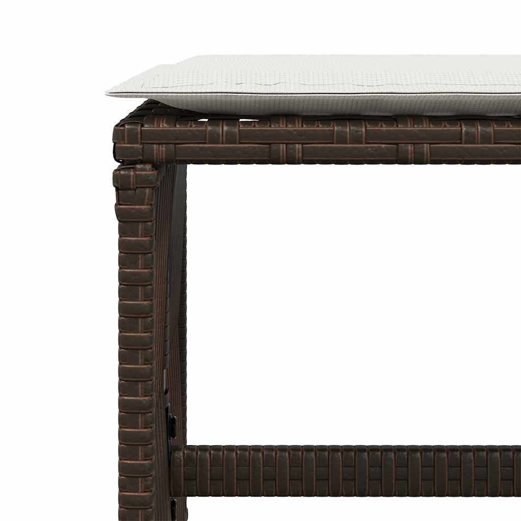 Bancos jardim com almofadões 4 pcs 41x41x36 cm vime PE castanho
