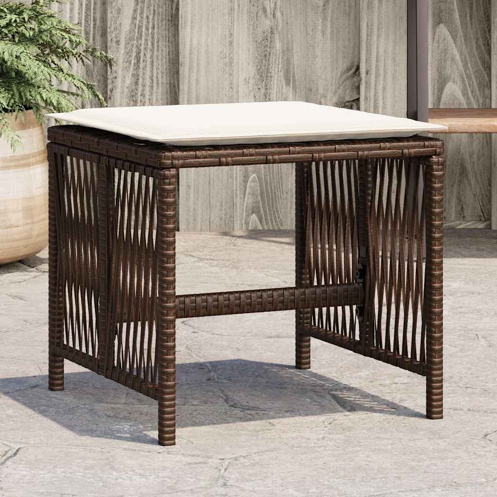 Bancos jardim com almofadões 4 pcs 41x41x36 cm vime PE castanho