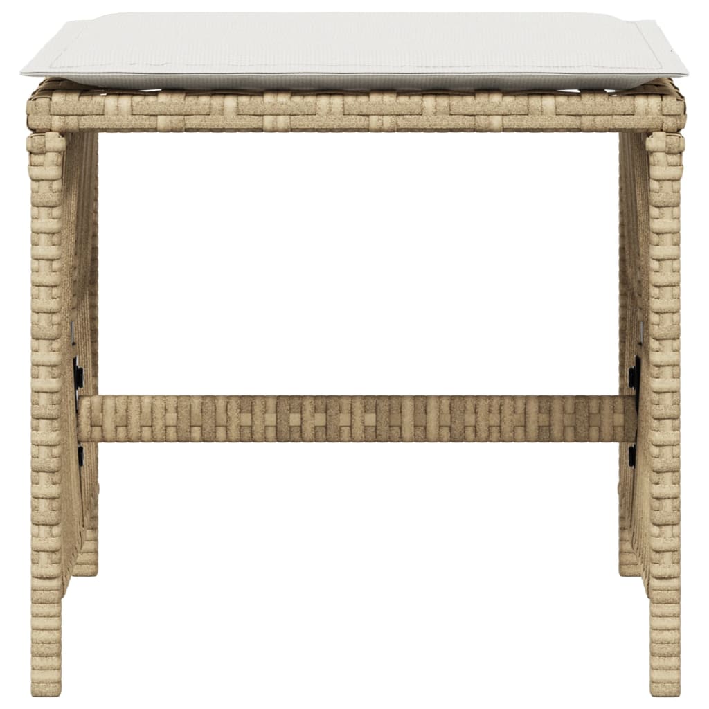 Bancos de jardim com almofadões 4 pcs 41x41x36 cm vime PE bege